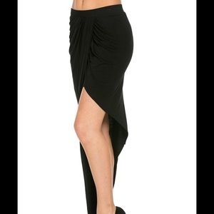 Asymmetrical mid length Black skirt